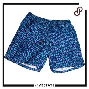 Beach Bros. Men's Star Print Elastic Waist Lined Swim Trunks Blue Purple Medium